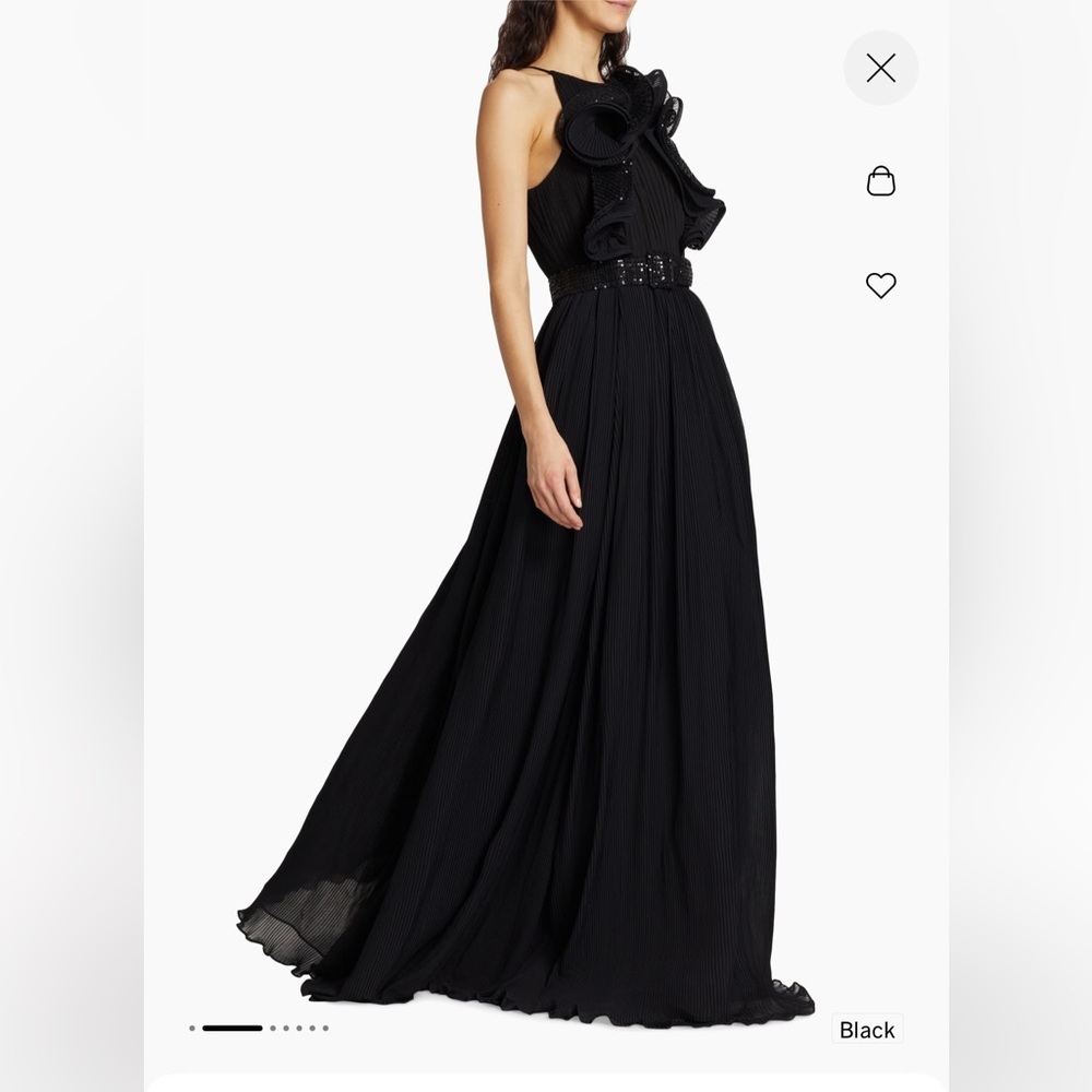 Badgley Mischka Pleated Sequin Ruffle Gown! - Picture 2 of 16